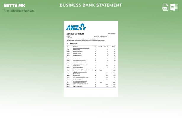 модерен стил Сиднеј ANZ деловна фирма изјава Шаблон Word и PDF формат